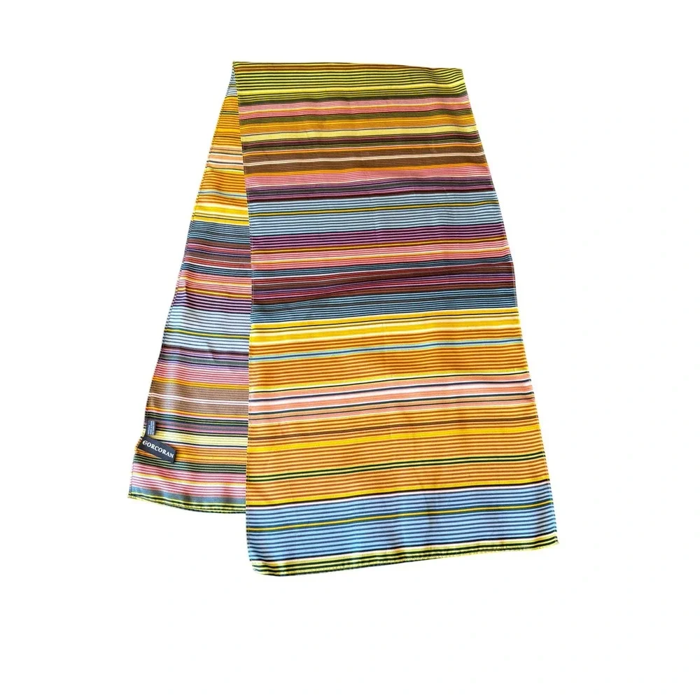 The‎ Corcoran Scarf Multi-Color 100% Silk Striped Rectangular Neck Accessory
